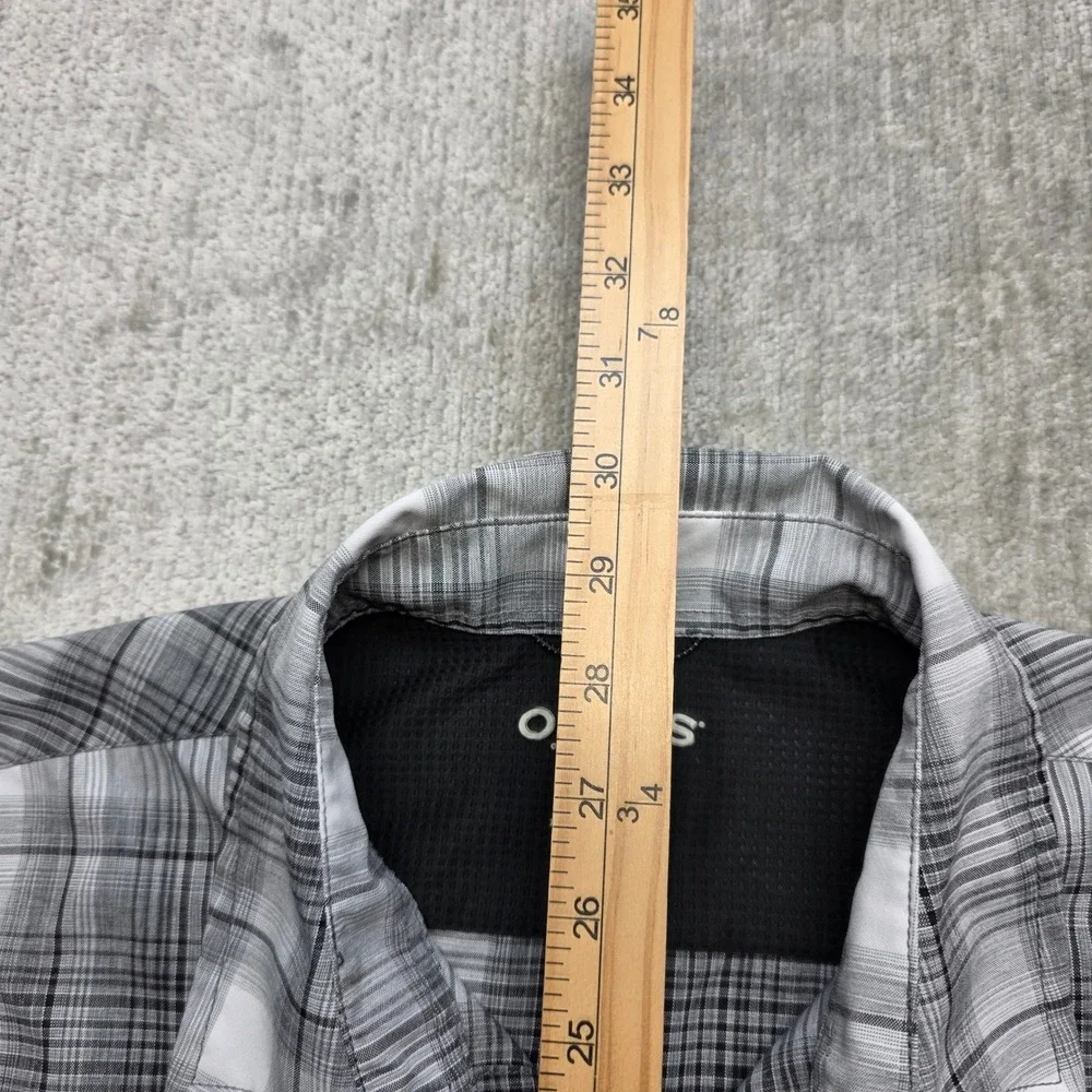 Orvis Mens Medium Gray Plaid Short Sleeve Button Down Shirt Classic Collection